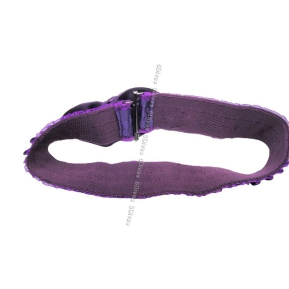 Purple Fabric Rosette Stretchy Frilly Women's Belt - Picture 14 of 14